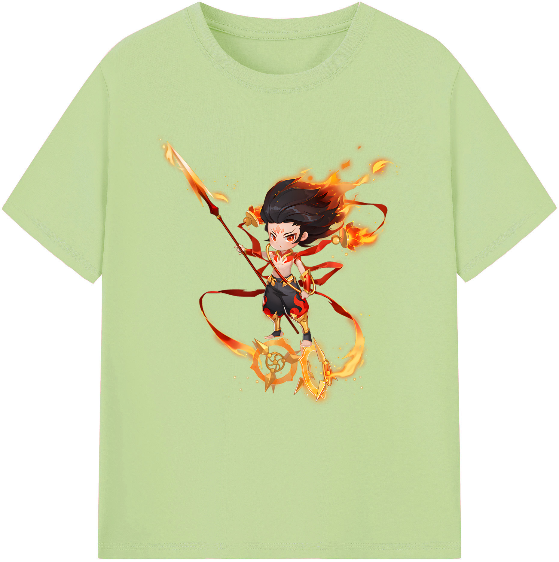 （画像用） Ne Zha 2 ナタ 魔童の大暴れ 綿100％半袖Tシャツ（フロントプリント）